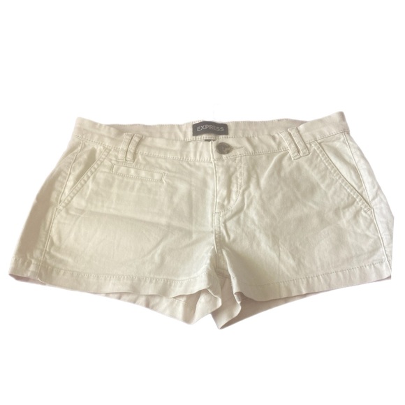 NWOT Express 2 Mid Rise Shortie Chino Shorts Beige Women’s - Picture 10 of 11
